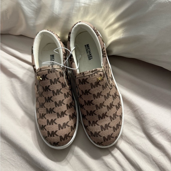 Michael Kors Kids Brown Logo Slip-On Sneakers - Picture 1 of 5